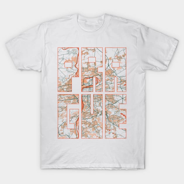 Prague, Czech Republic City Map Typography - Bohemian T-Shirt by deMAP Studio